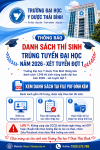 Thông báo danh sách thí sinh trúng tuyển đại học năm 2026