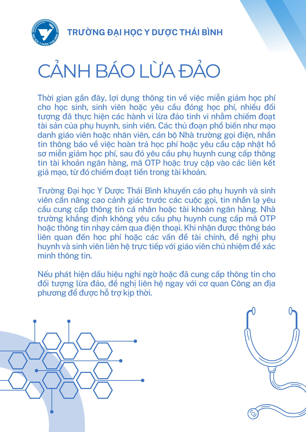 Thời gian gần đây, lợi dụng thông tin về việc miễn giảm học phí cho học sinh, sinh viên hoặc yêu cầu đóng học phí, nhiều đối tượng đã thực hiện các hành vi lừa đảo tinh vi nhằm chiếm đoạt tài sản